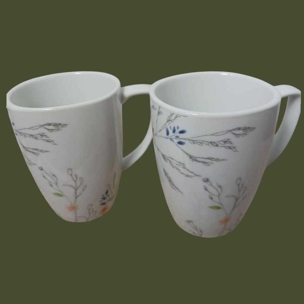 Corelle Coordinates Porcelain Mugs Set Of 4 With Watercolor Floral Coral White